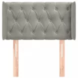 világosszürke bársony fejtámla szárnyakkal 83x16x78/88 cm