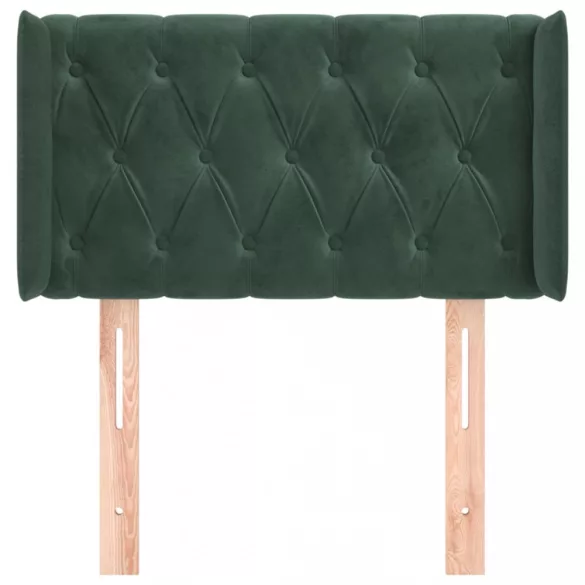 sötétzöld bársony fejtámla szárnyakkal 83x16x78/88 cm