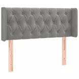 világosszürke bársony fejtámla szárnyakkal 93x16x78/88 cm