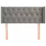 világosszürke bársony fejtámla szárnyakkal 93x16x78/88 cm