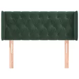sötétzöld bársony fejtámla szárnyakkal 93x16x78/88 cm