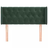 sötétzöld bársony fejtámla szárnyakkal 103x16x78/88 cm