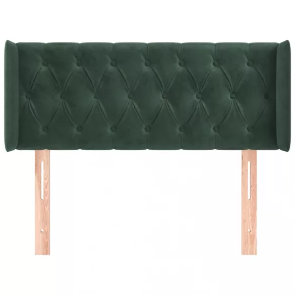 sötétzöld bársony fejtámla szárnyakkal 103x16x78/88 cm