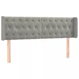 világosszürke bársony szárnyas fejtámla 163x16x78/88 cm