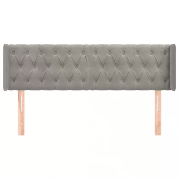 világosszürke bársony szárnyas fejtámla 163x16x78/88 cm