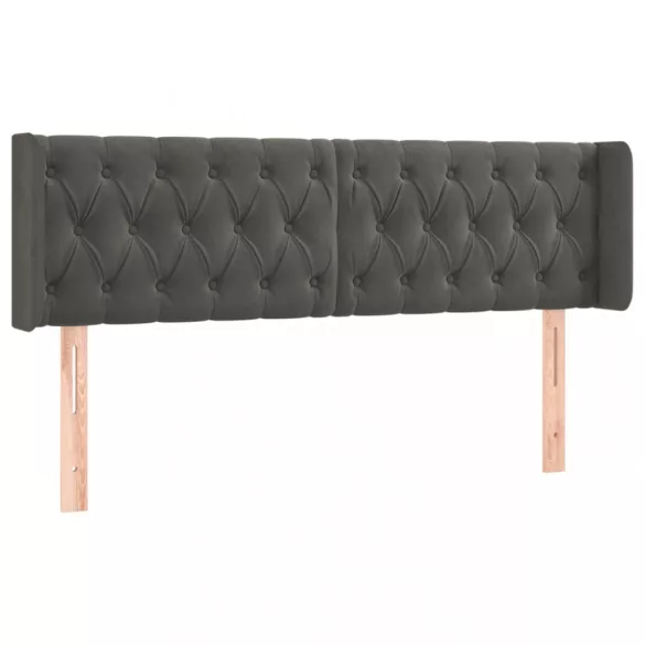 sötétszürke bársony szárnyas fejtámla 163x16x78/88 cm