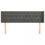 sötétszürke bársony szárnyas fejtámla 163x16x78/88 cm