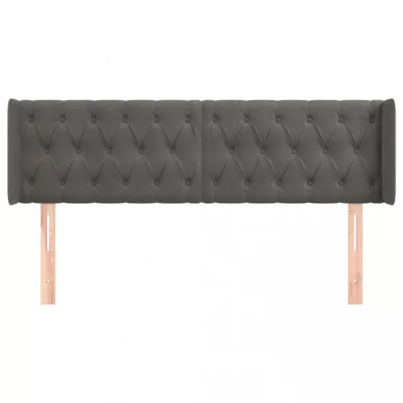 sötétszürke bársony szárnyas fejtámla 163x16x78/88 cm