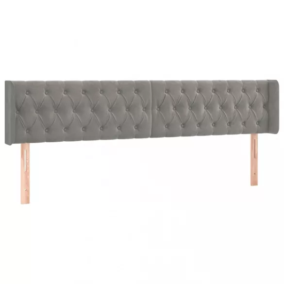 világosszürke bársony szárnyas fejtámla 183x16x78/88 cm