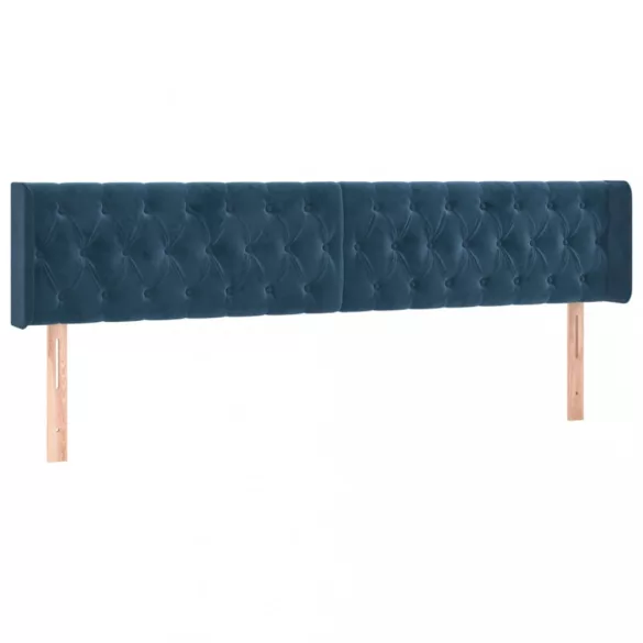 sötétkék bársony szárnyas fejtámla 203x16x78/88 cm