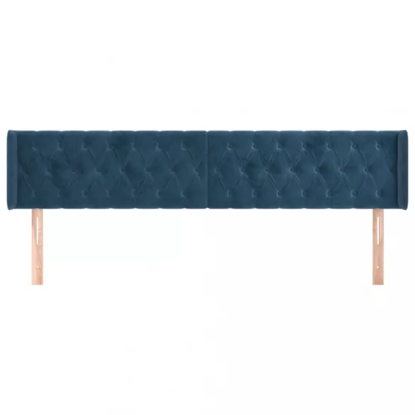 sötétkék bársony szárnyas fejtámla 203x16x78/88 cm