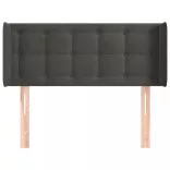 sötétszürke bársony fejtámla szárnyakkal 83x16x78/88 cm