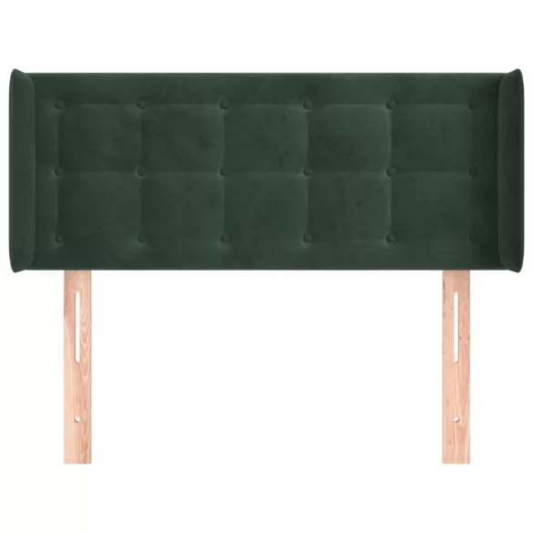 sötétzöld bársony fejtámla szárnyakkal 83x16x78/88 cm