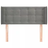 világosszürke bársony fejtámla szárnyakkal 93x16x78/88 cm