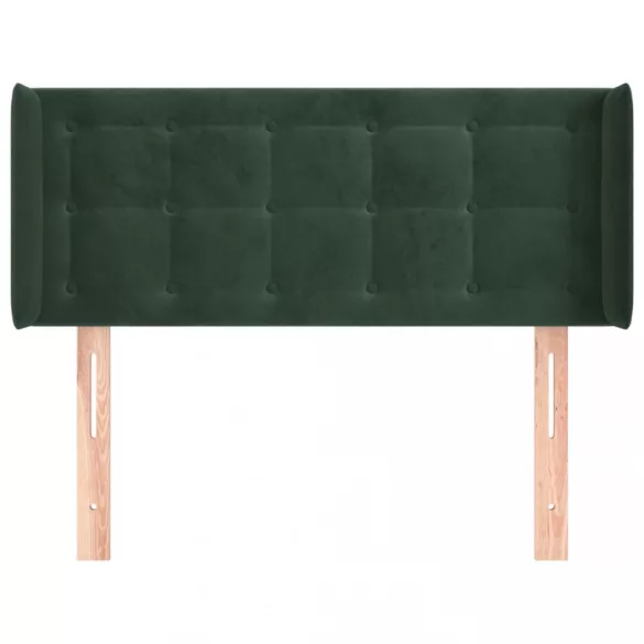 sötétzöld bársony fejtámla szárnyakkal 103x16x78/88 cm