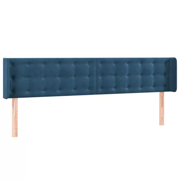 sötétkék bársony szárnyas fejtámla 183x16x78/88 cm