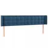sötétkék bársony szárnyas fejtámla 203x16x78/88 cm
