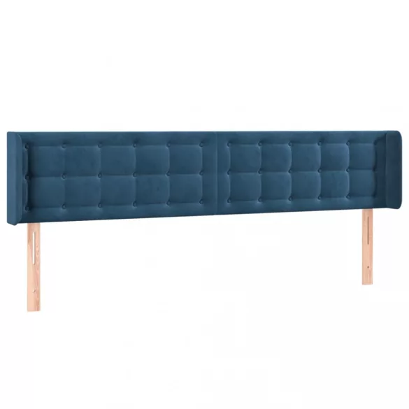 sötétkék bársony szárnyas fejtámla 203x16x78/88 cm