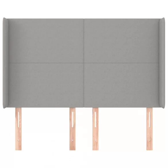 világosszürke szövet fejtámla szárnyakkal 147x16x118/128 cm