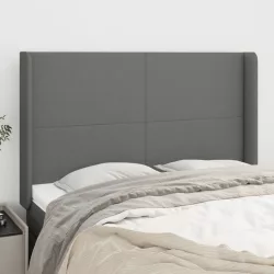   sötétszürke szövet fejtámla szárnyakkal 147x16x118/128 cm