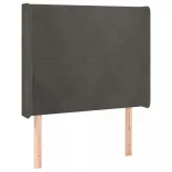 sötétszürke bársony fejtámla szárnyakkal 93x16x118/128 cm