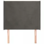 sötétszürke bársony fejtámla szárnyakkal 93x16x118/128 cm