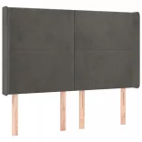 sötétszürke bársony fejtámla szárnyakkal 147x16x118/128 cm