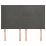 sötétszürke bársony fejtámla szárnyakkal 147x16x118/128 cm