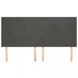 sötétszürke bársony fejtámla szárnyakkal 183x16x118/128 cm