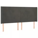 sötétszürke bársony fejtámla szárnyakkal 203x16x118/128 cm