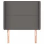 szürke műbőr fejtámla szárnyakkal 83x16x118/128 cm