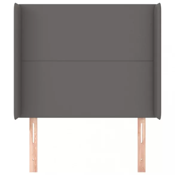 szürke műbőr fejtámla szárnyakkal 83x16x118/128 cm