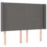 szürke műbőr fejtámla szárnyakkal 147x16x118/128 cm