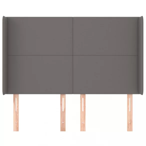 szürke műbőr fejtámla szárnyakkal 147x16x118/128 cm