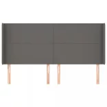 szürke műbőr fejtámla szárnyakkal 183x16x118/128 cm