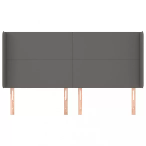 szürke műbőr fejtámla szárnyakkal 203x16x118/128 cm