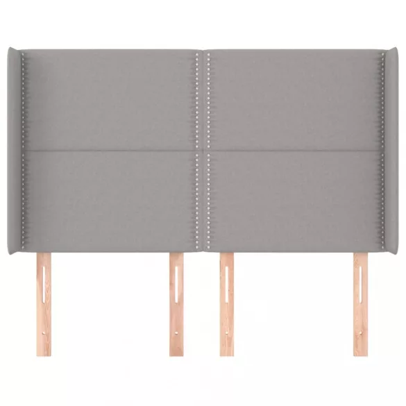 világosszürke szövet fejtámla szárnyakkal 147x16x118/128 cm