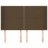 sötétbarna szövet fejtámla szárnyakkal 147x16x118/128 cm