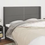 sötétszürke szövet fejtámla szárnyakkal 183x16x118/128 cm