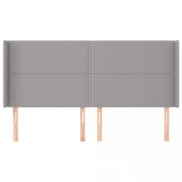 világosszürke szövet fejtámla szárnyakkal 203x16x118/128 cm