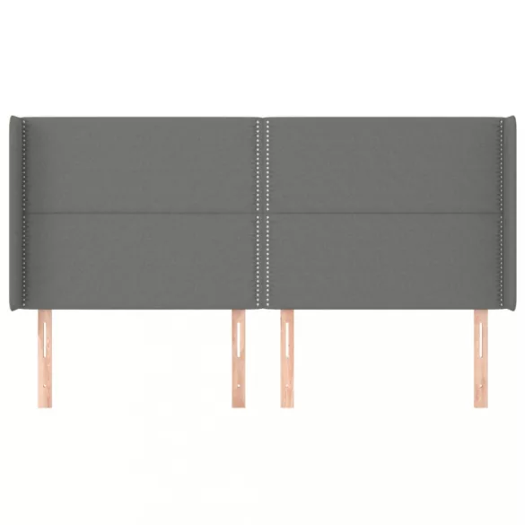 sötétszürke szövet fejtámla szárnyakkal 203x16x118/128 cm