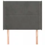 sötétszürke bársony fejtámla szárnyakkal 83x16x118/128 cm