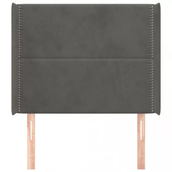 sötétszürke bársony fejtámla szárnyakkal 83x16x118/128 cm