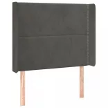 sötétszürke bársony fejtámla szárnyakkal 93x16x118/128 cm