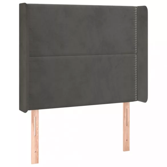 sötétszürke bársony fejtámla szárnyakkal 103x16x118/128 cm