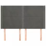 sötétszürke bársony fejtámla szárnyakkal 147x16x118/128 cm