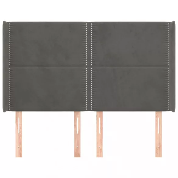 sötétszürke bársony fejtámla szárnyakkal 147x16x118/128 cm