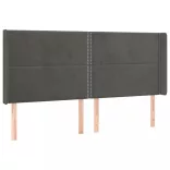 sötétszürke bársony fejtámla szárnyakkal 203x16x118/128 cm