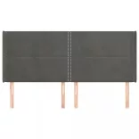 sötétszürke bársony fejtámla szárnyakkal 203x16x118/128 cm