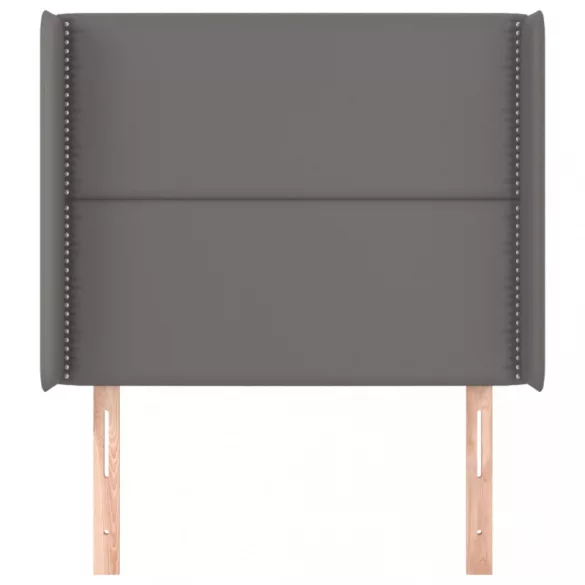 szürke műbőr fejtámla szárnyakkal 93x16x118/128 cm